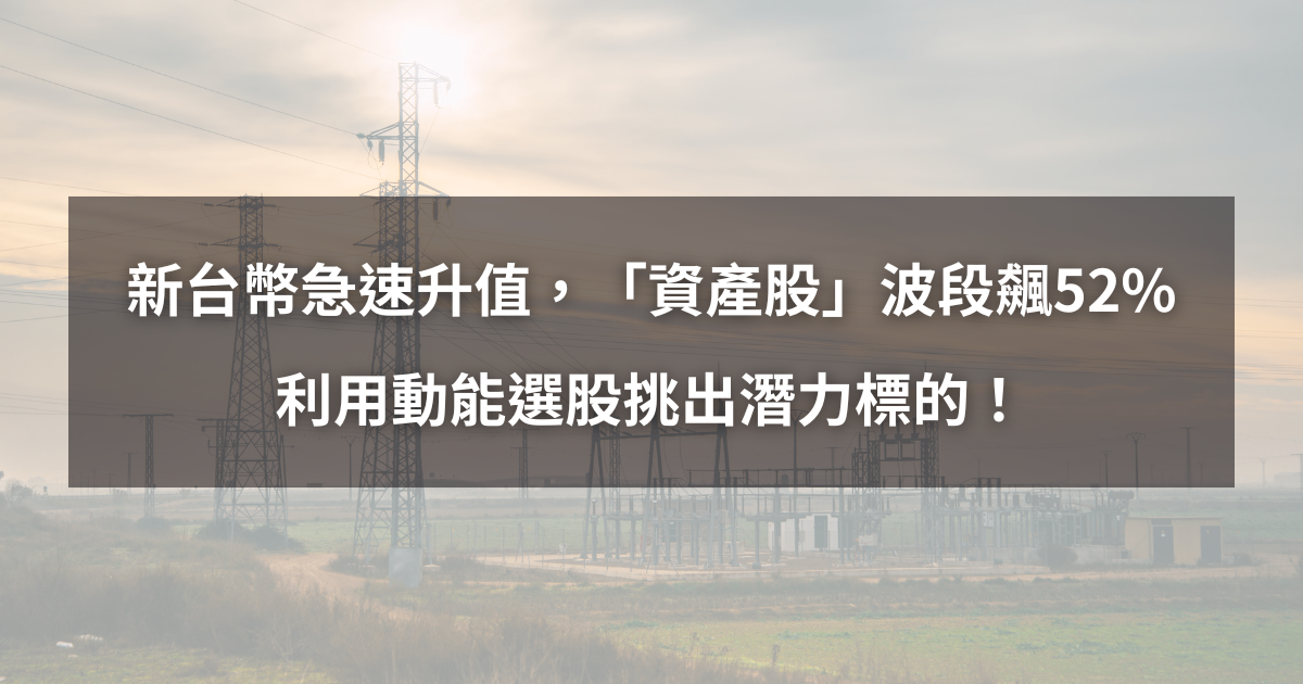 【個股分析】受惠新台幣急速升值，「資產股」波段大漲52％。利用動能選股挑出潛力標的！