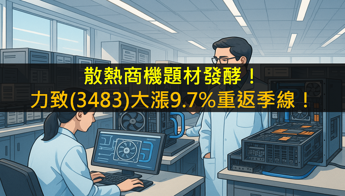 散熱商機題材發酵!力致(3483)大漲9.7%重返季線!