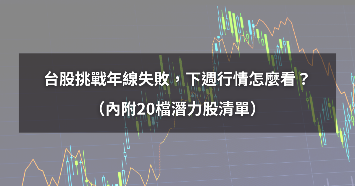 【起漲K線週報】台股挑戰年線失敗,下週行情怎麼看?(內附20檔潛力股清單)