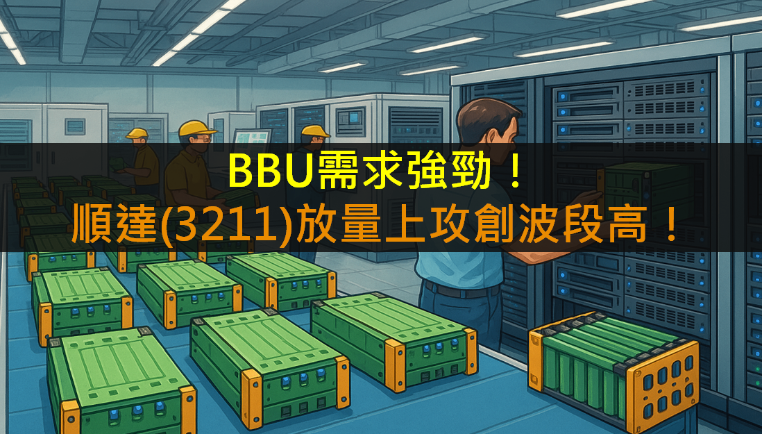 BBU需求強勁!順達(3211)放量上攻創波段高!