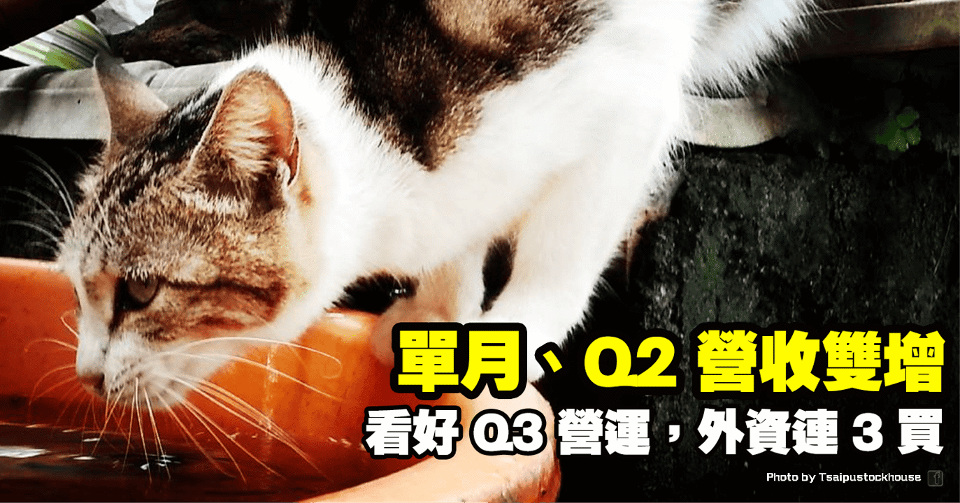 單月、Q2 營收雙增，看好 Q3 營運，外資連 3 買