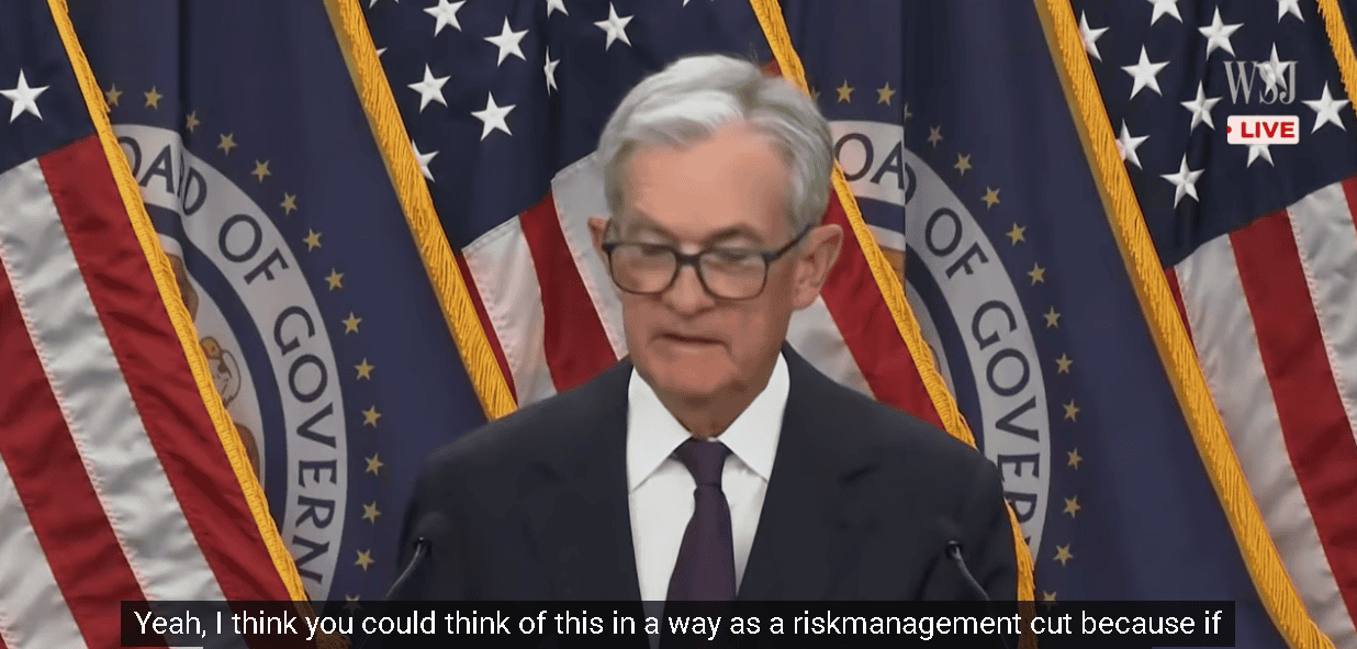 【匯金油整理】鮑爾：「本次可視為預防性降息。」