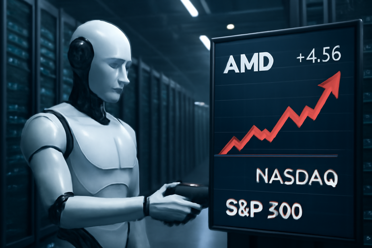 AMD因AI合作案股價飆升,Nasdaq與S&P 500攀升