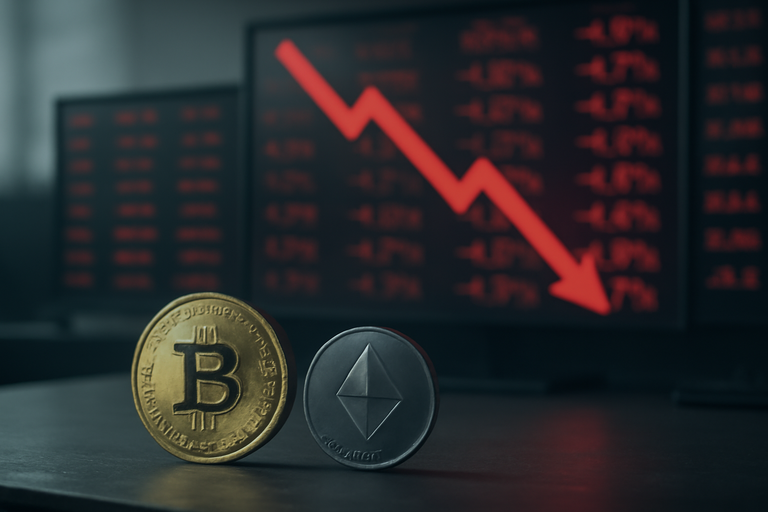 加密貨幣市場受壓，比特幣與以太幣跌至多週低點