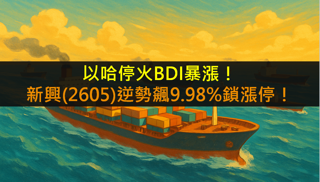 以哈停火BDI暴漲！新興(2605)逆勢飆9.98％鎖漲停！