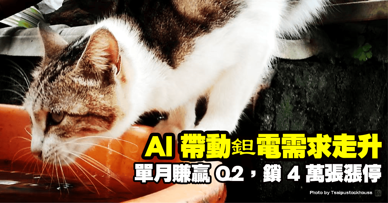 AI 帶動鉭電需求走升,單月賺贏 Q2,鎖 4 萬張漲停