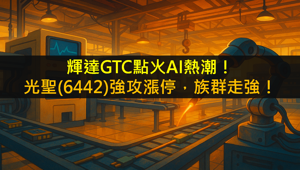 輝達GTC點火AI熱潮!光聖(6442)強攻漲停,族群走強!