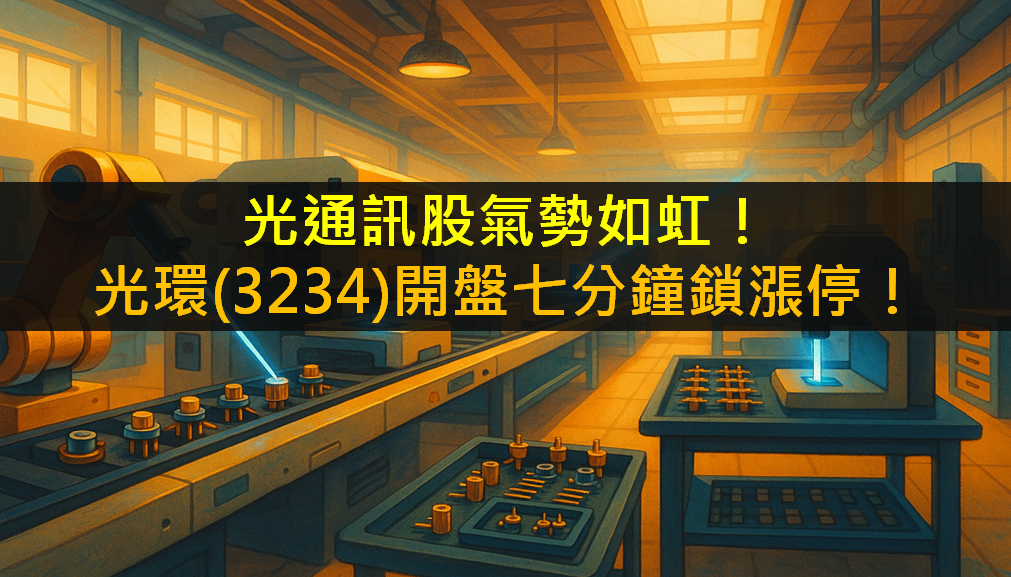 光通訊股氣勢如虹！光環(3234)開盤七分鐘鎖漲停！