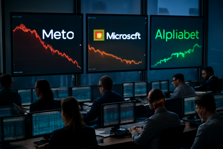大型科技公司財報潮，Meta股價重挫，Microsoft滑落，Alphabet上揚