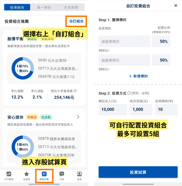 市場唯一「投資組合績效模擬」工具，試算長期ETF存股績效！