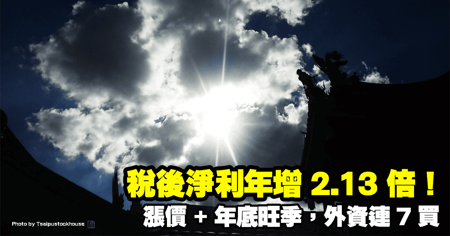 稅後淨利年增 2.13 倍！漲價+年底旺季，外資連 7 買