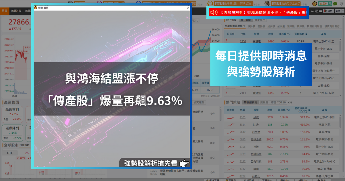 【強勢股解析】每股盈餘8.41元，「封測廠」爆量大漲9.76％！