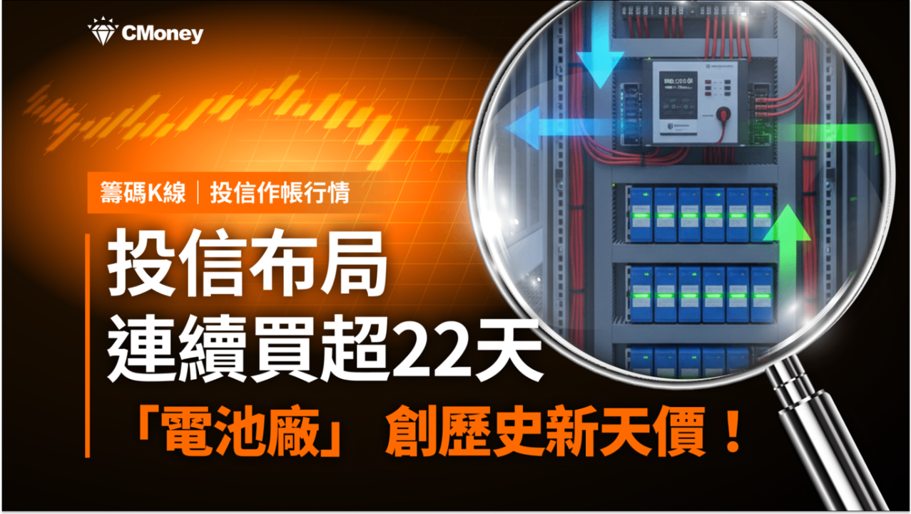 【投信作帳行情】投信連買22天,「電池廠」 創歷史新天價!