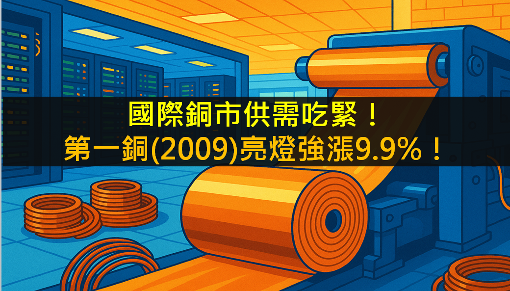 國際銅市供需吃緊！第一銅(2009)亮燈強漲9.9％！
