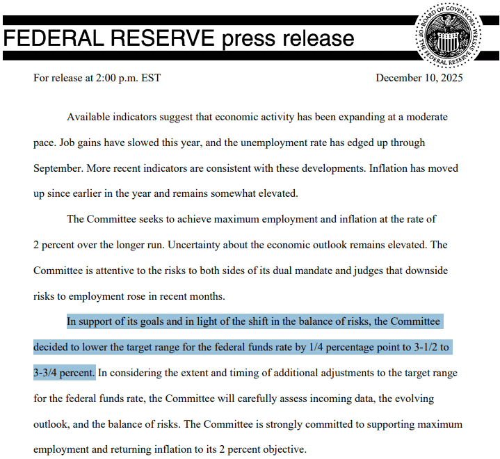 【匯金油整理】Fed 如期降息 1 碼,鮑爾再提就業風險