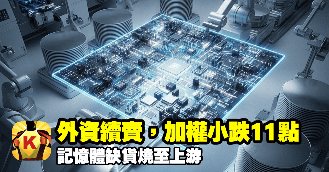 【台股盤後】外資續賣,加權小跌11點,記憶體缺貨燒至上游