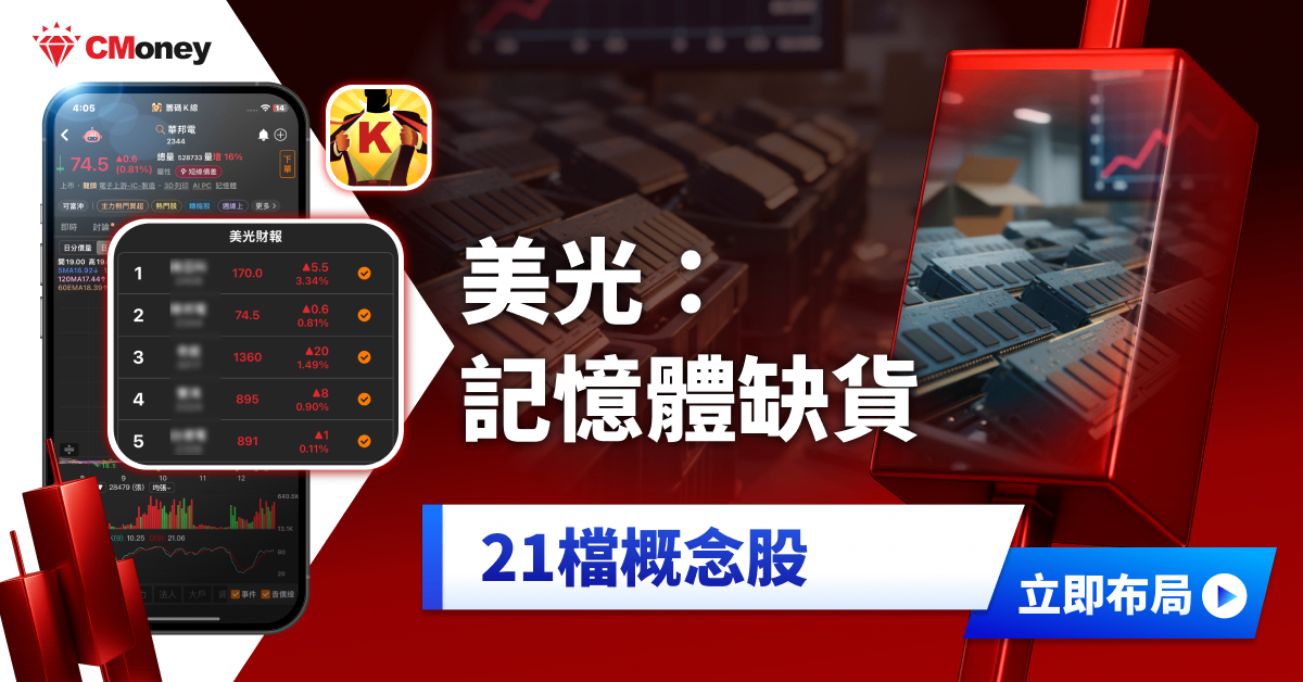 美光：2026記憶體仍缺貨，「21檔概念股」再次點火！