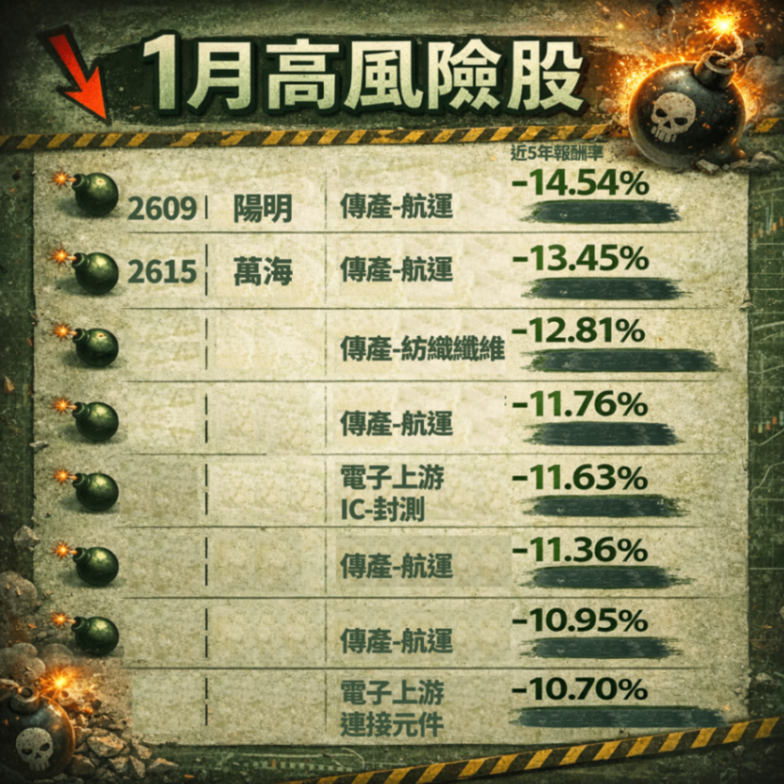 小心！這11檔高風險股，近5年皆下跌10％以上....