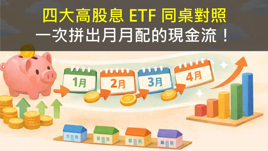 四大高股息 ETF 同桌對照，一次拼出月月配的現金流！