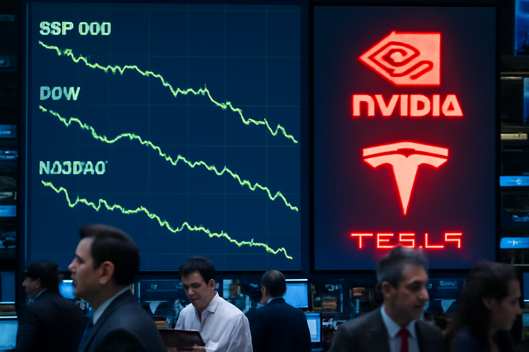 【即時新聞】美股三大指數下滑,輝達(NVDA)與特斯拉(TSLA)領跌