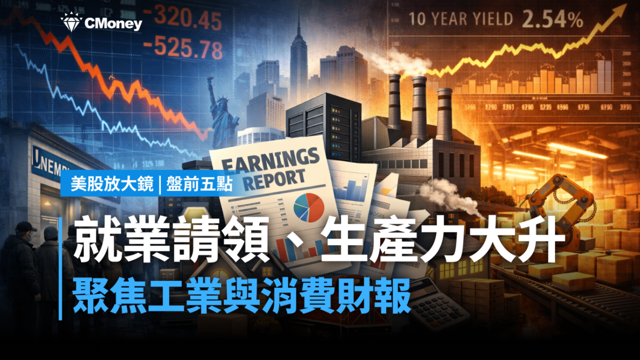 【美股盤前五點】就業請領回升、生產力大跳升,聚焦工業與消費財報(2026.01.08)