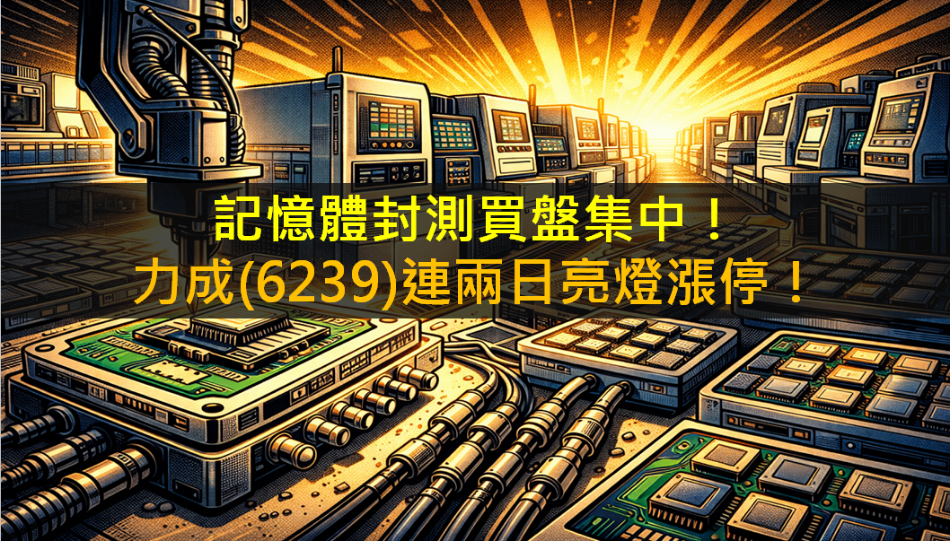 記憶體封測買盤集中！力成(6239)連兩日亮燈漲停！