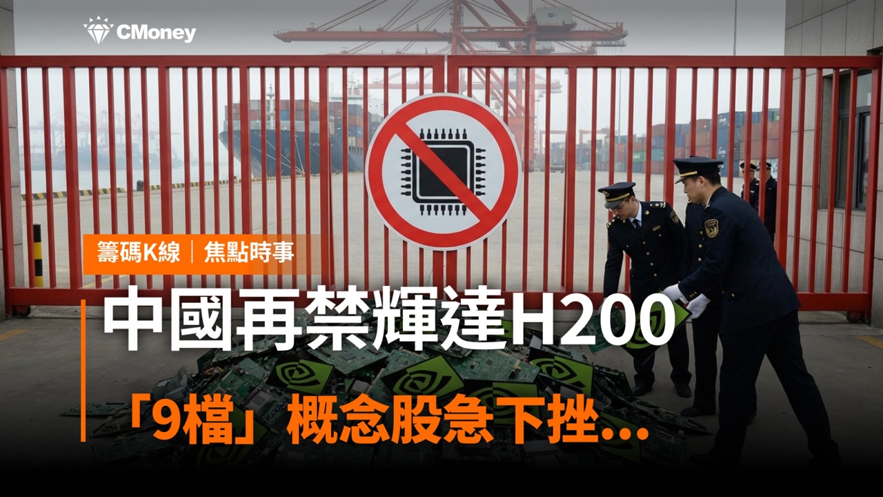 【最新消息】中國再禁輝達H200 ，「9檔」概念股急下挫...
