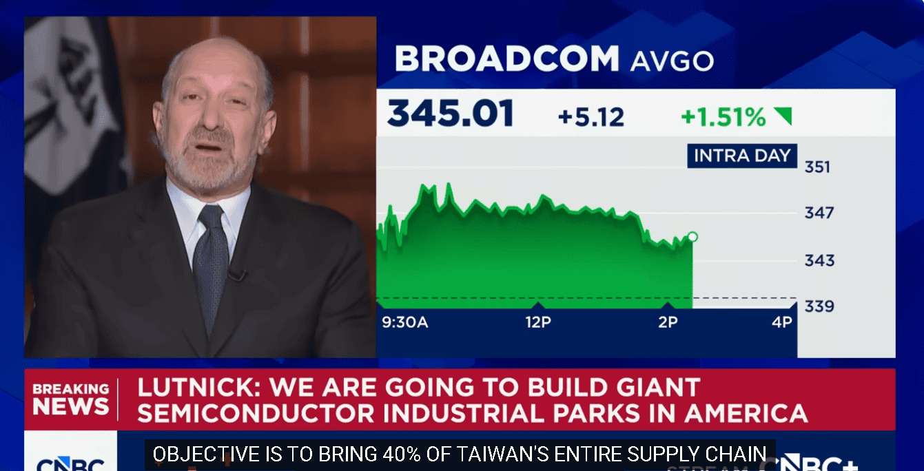 【匯金油整理】盧特尼克：目標是將台灣供應鏈40％移到美國