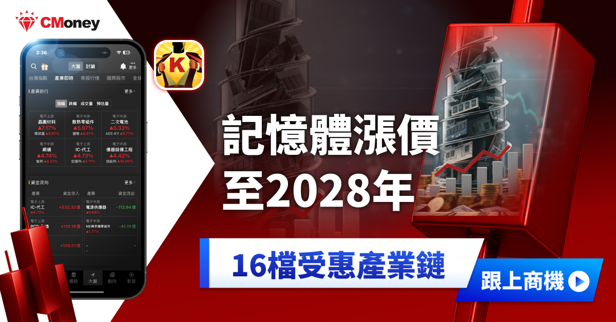 記憶體漲價潮延續到2028，「16檔」受惠產業鏈一次看！