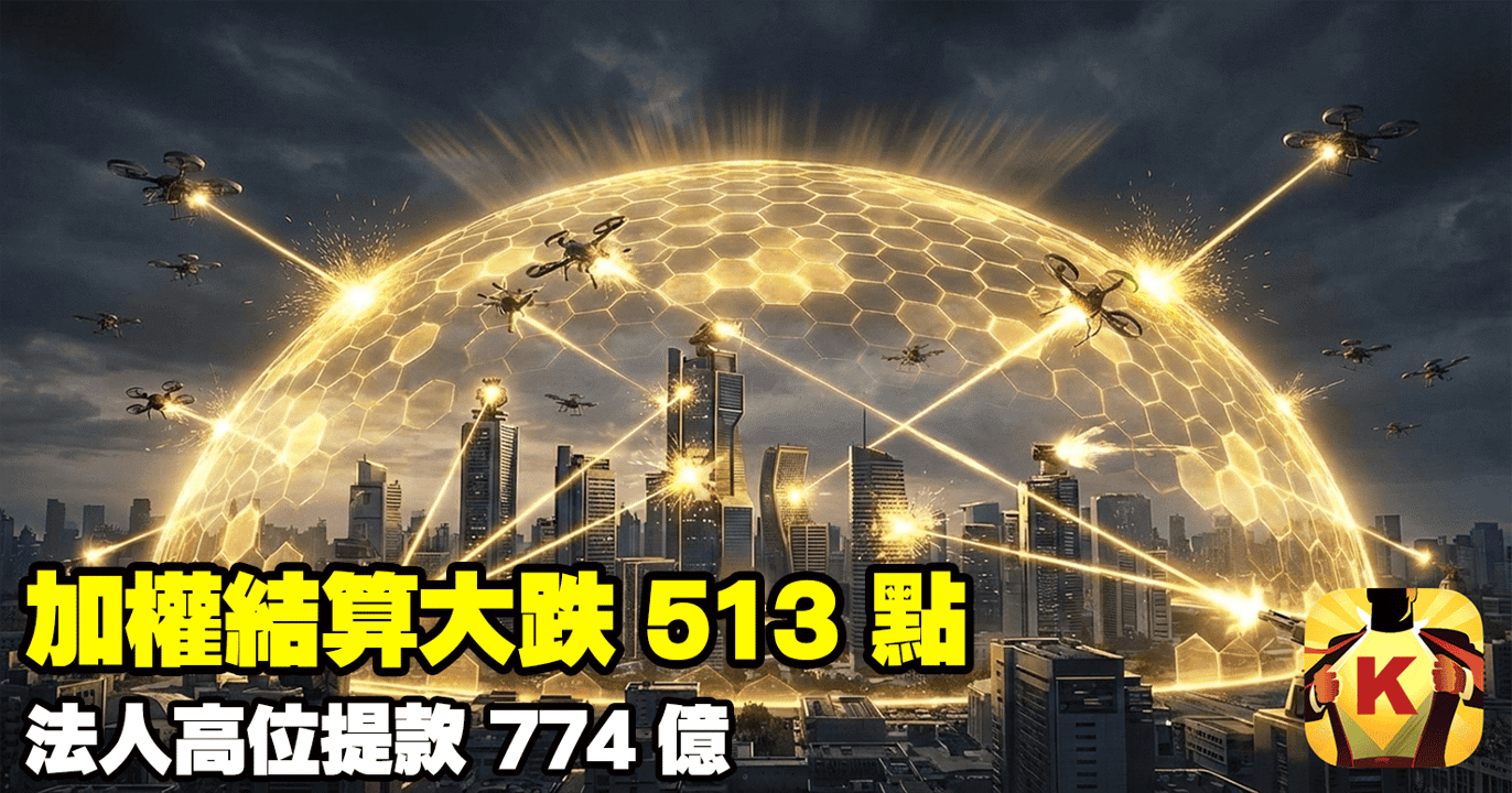 【台股盤後】加權結算大跌513點,法人高位提款774億