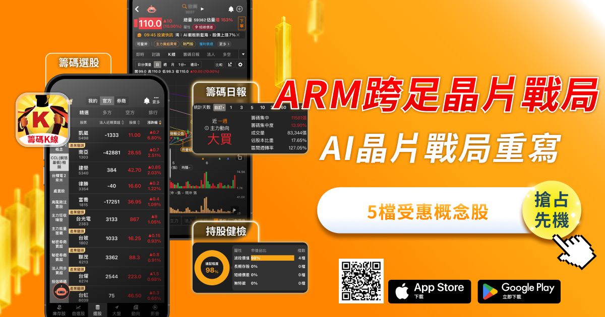 【搶先關注】ARM跨入晶片戰局，「5檔受惠股」強勢啟動！