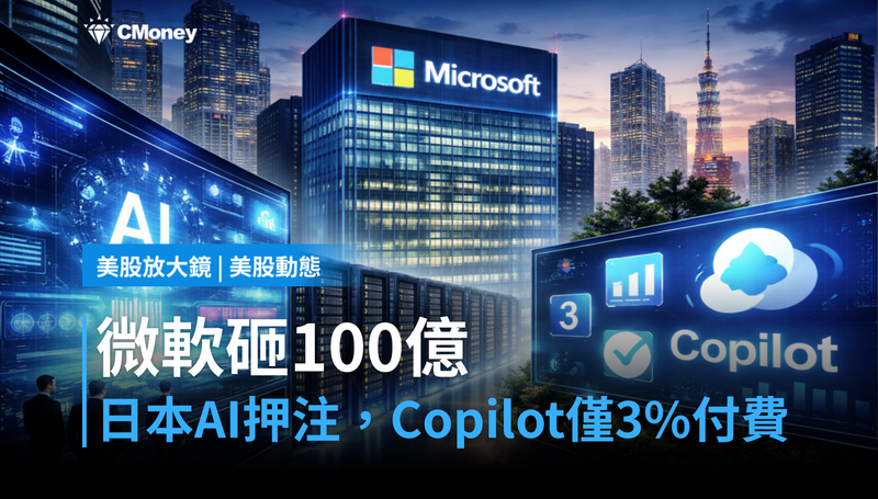 【美股動態】微軟砸100億押注日本AI，Copilot只有3％在付錢？