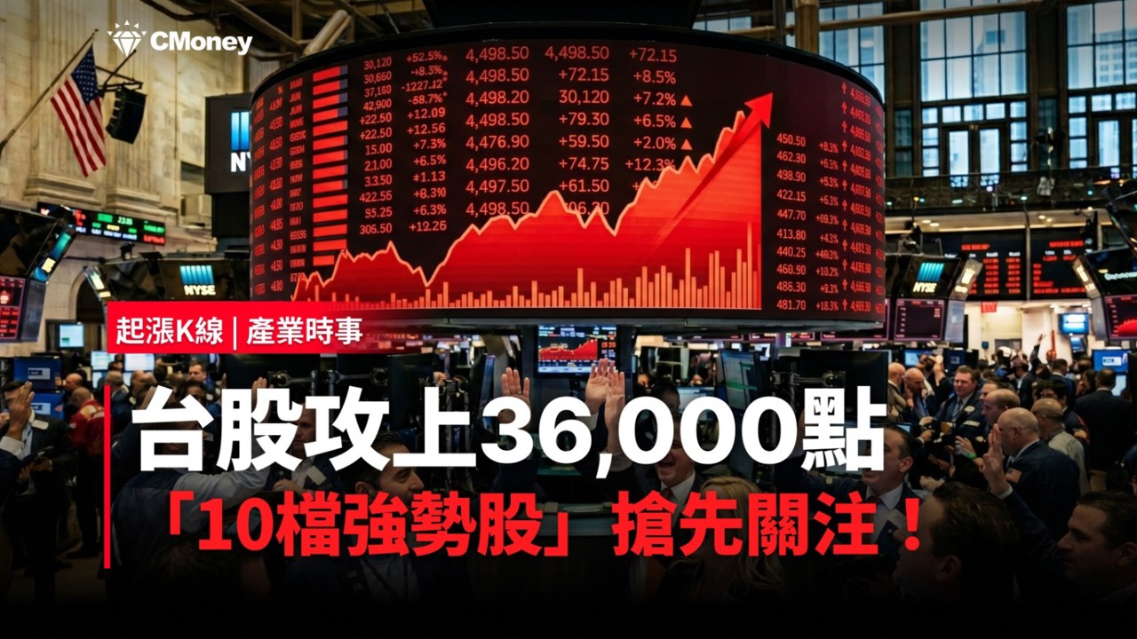 【最新消息】台股攻上36000點，「10檔強勢股」搶先關注！