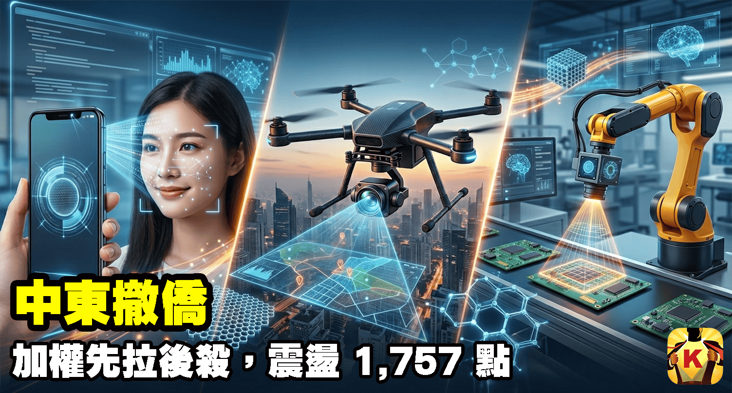 【台股盤後】中東撤僑，加權先拉後殺，震盪 1,757 點