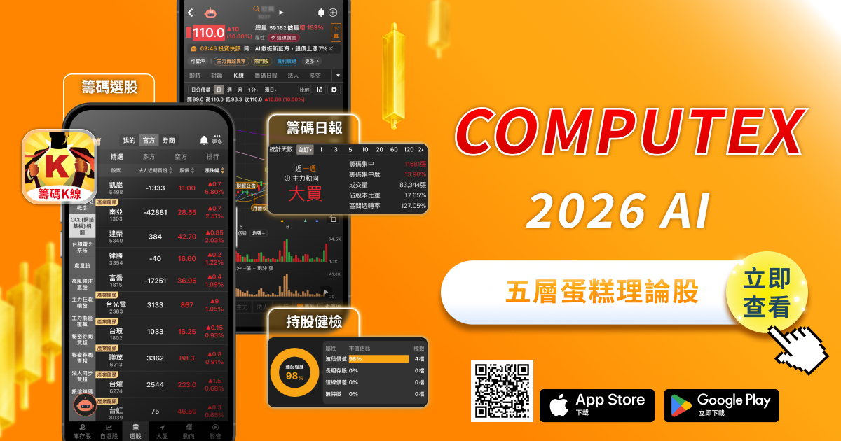 COMPUTEX 2026 ✕ AI五層蛋糕：籌碼K線帶你找潛力股