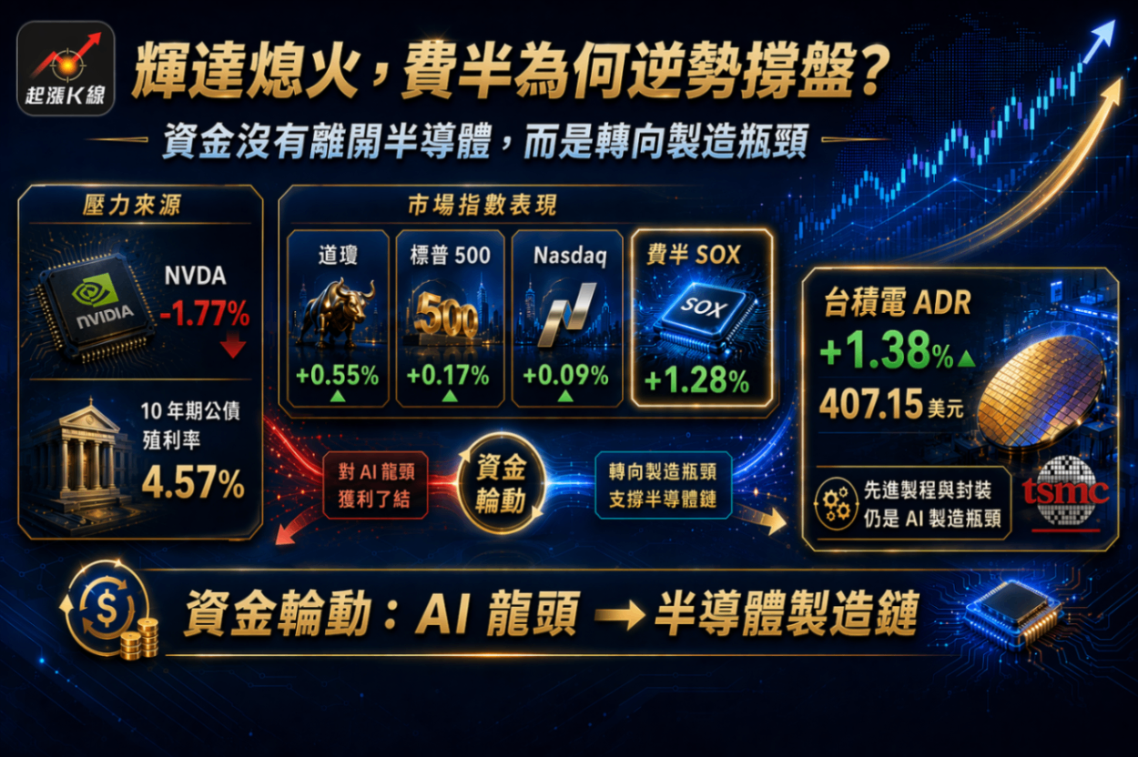 5/22 台股盤前：NVDA 財報超預期卻跌 1.77％，資金轉進 ASIC 與記憶體，台指期夜盤漲 288 點，台股開盤該看誰？