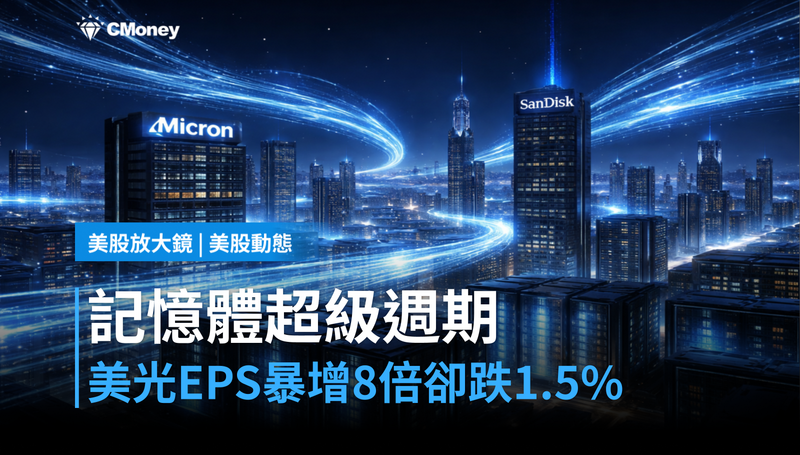【美股動態】記憶體超級週期2026,美光EPS暴增8倍卻跌1.5%?市場在算什麼