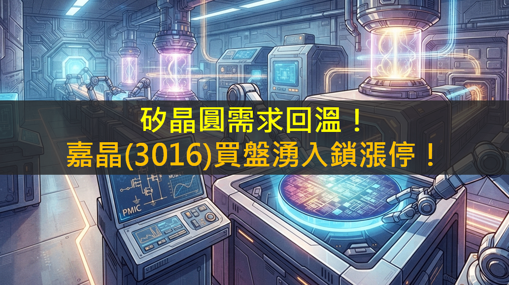 矽晶圓需求回溫!嘉晶(3016)買盤湧入鎖漲停!