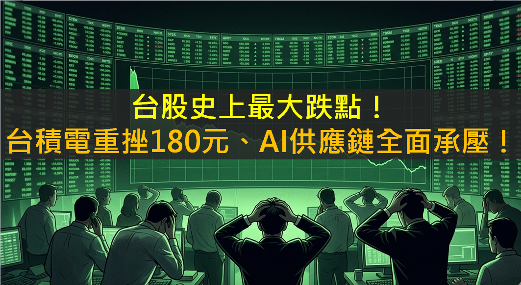 台股史上最大跌點!台積電重挫180元、AI供應鏈全面承壓!