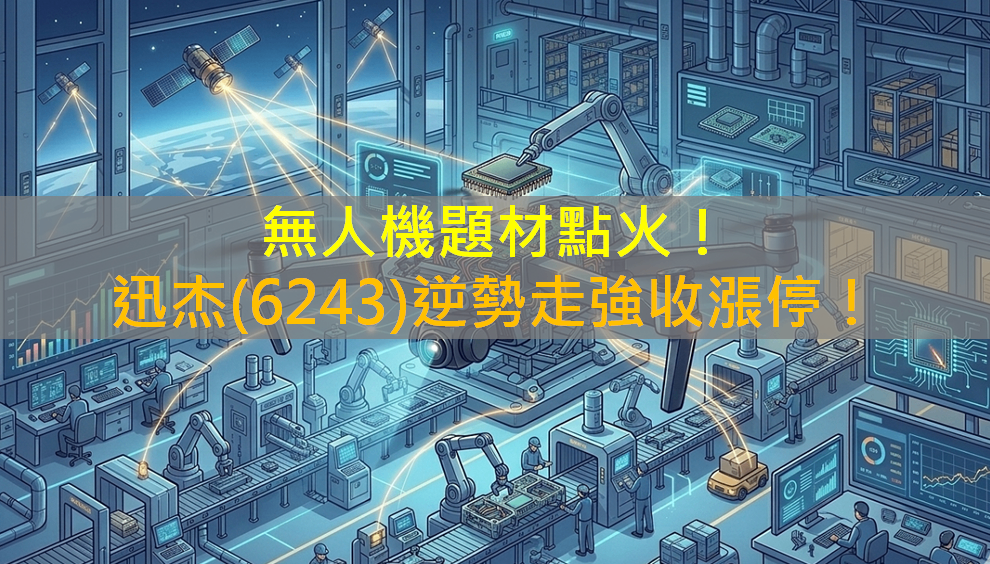無人機題材點火！迅杰(6243)逆勢走強收漲停！