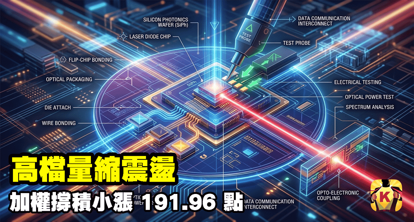 【台股盤後】高檔量縮震盪，加權撐積小漲 191.96 點