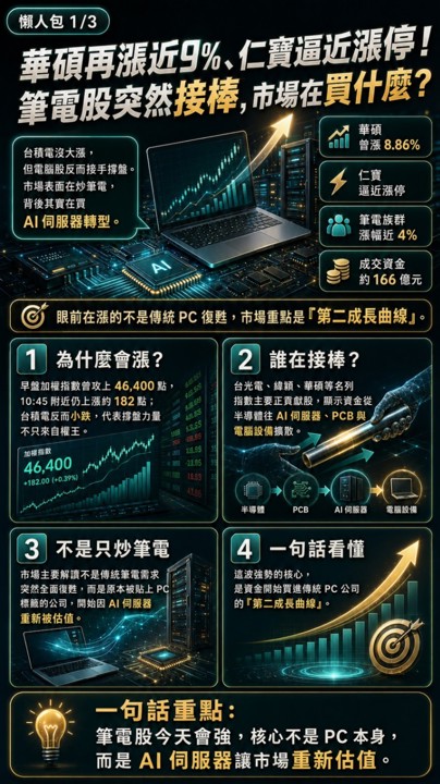 華碩、仁寶逼漲停,老牌筆電股背後第二條線?