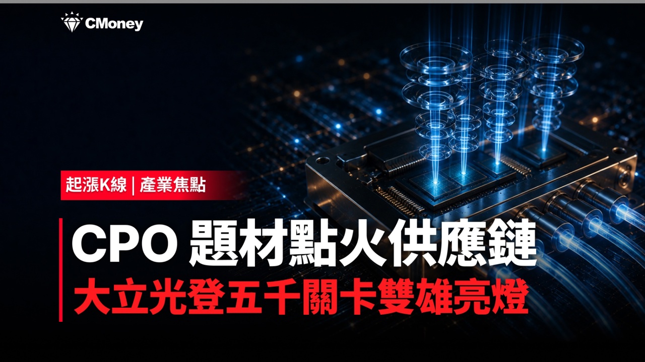 CPO題材點火光學族群：大立光重返5,000元，玉晶光鎖漲停
