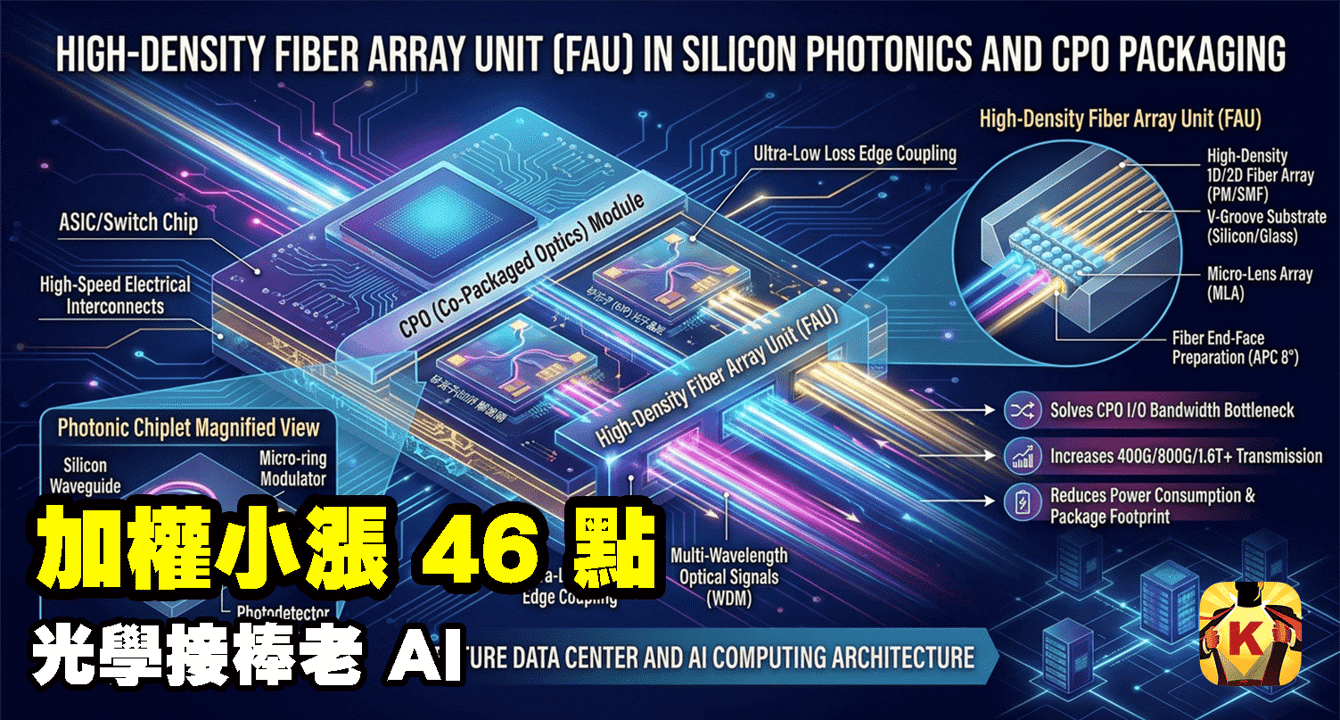 【台股盤後】加權小漲 46 點，光學接棒老 AI
