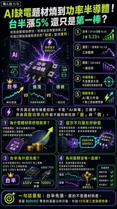 台半漲5％、強茂卻翻黑，功率半導體這波誰才是真的？