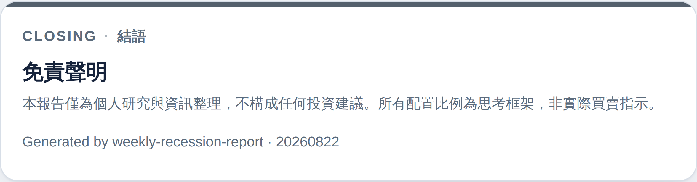 【經濟判讀】經濟衰退機率與資產配置策略報告 0823