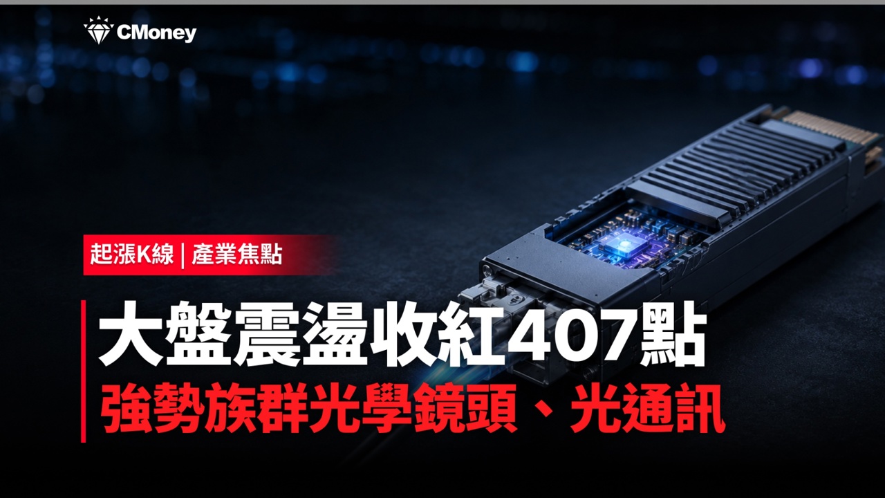 大盤震盪收紅407點！光學鏡頭與光通訊共振，CPO主線升溫