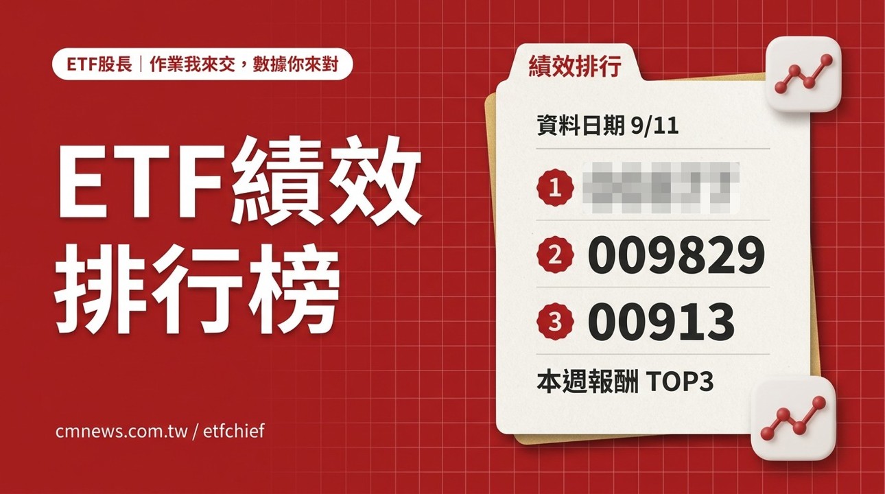 9/11 ETF 績效排行榜｜本週最強 00877(復華中國5G) +6.01%、今年以來最強 00913(兆豐台灣晶圓製造) +111.74%
