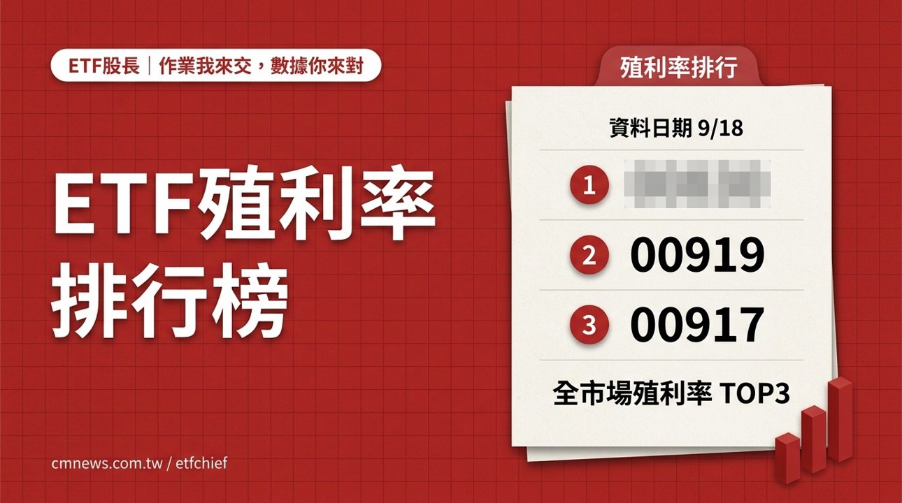 9/18 ETF 殖利率排行榜｜最高 00830(國泰費城半導體) 13.87%、債券型最高 00953B(群益優選非投等債) 8.00%