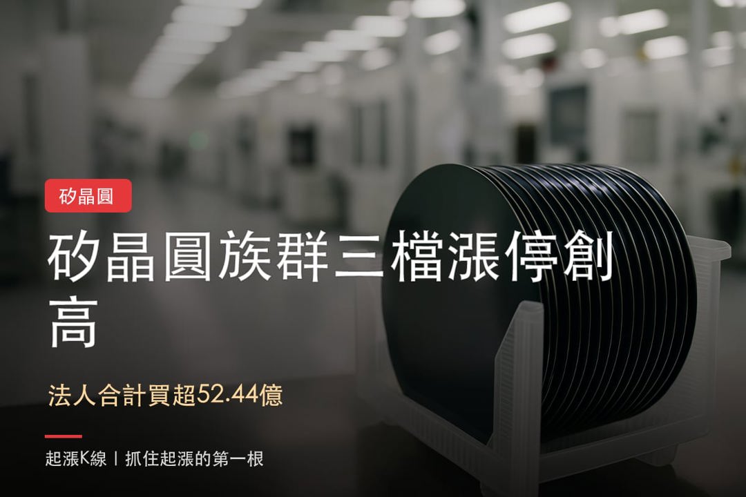 矽晶圓族群走強，合晶、中美晶與環球晶同創波段高，法人買盤回補